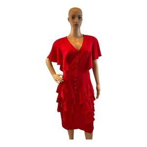 B.b Collections By Barbara Barbara Women’s Vintage Red Ruffle Red Dress Size 12